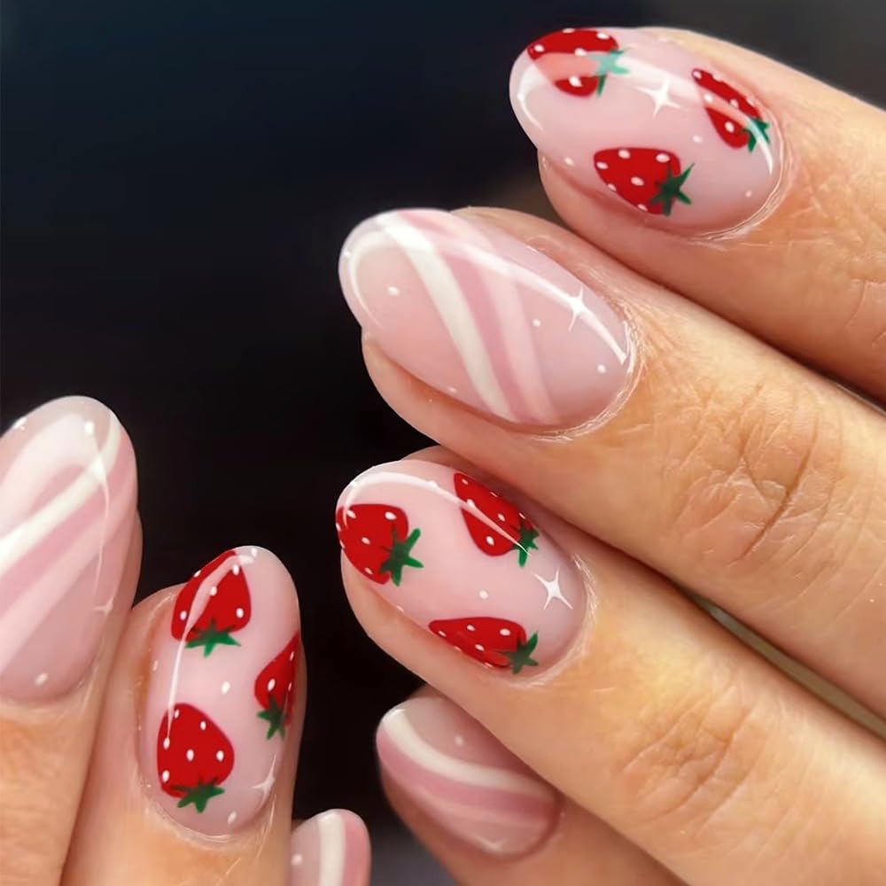 HJKDSFD cute pink press on nails package for at‑home salon quality manicure.