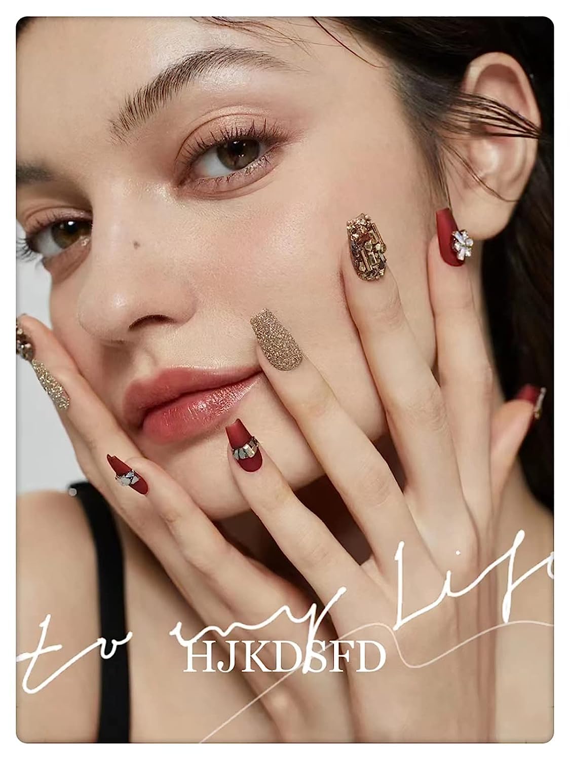 HJKDSFD glossy red nails ideal for gifts or self-styling