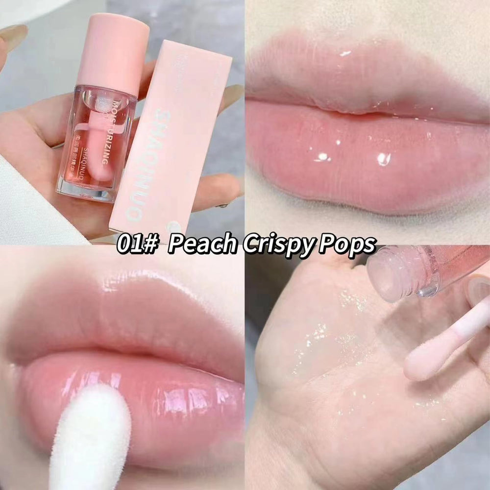 HJXUQIME lip gloss with vitamin E nourishes while adding subtle pearlescent shimmer.