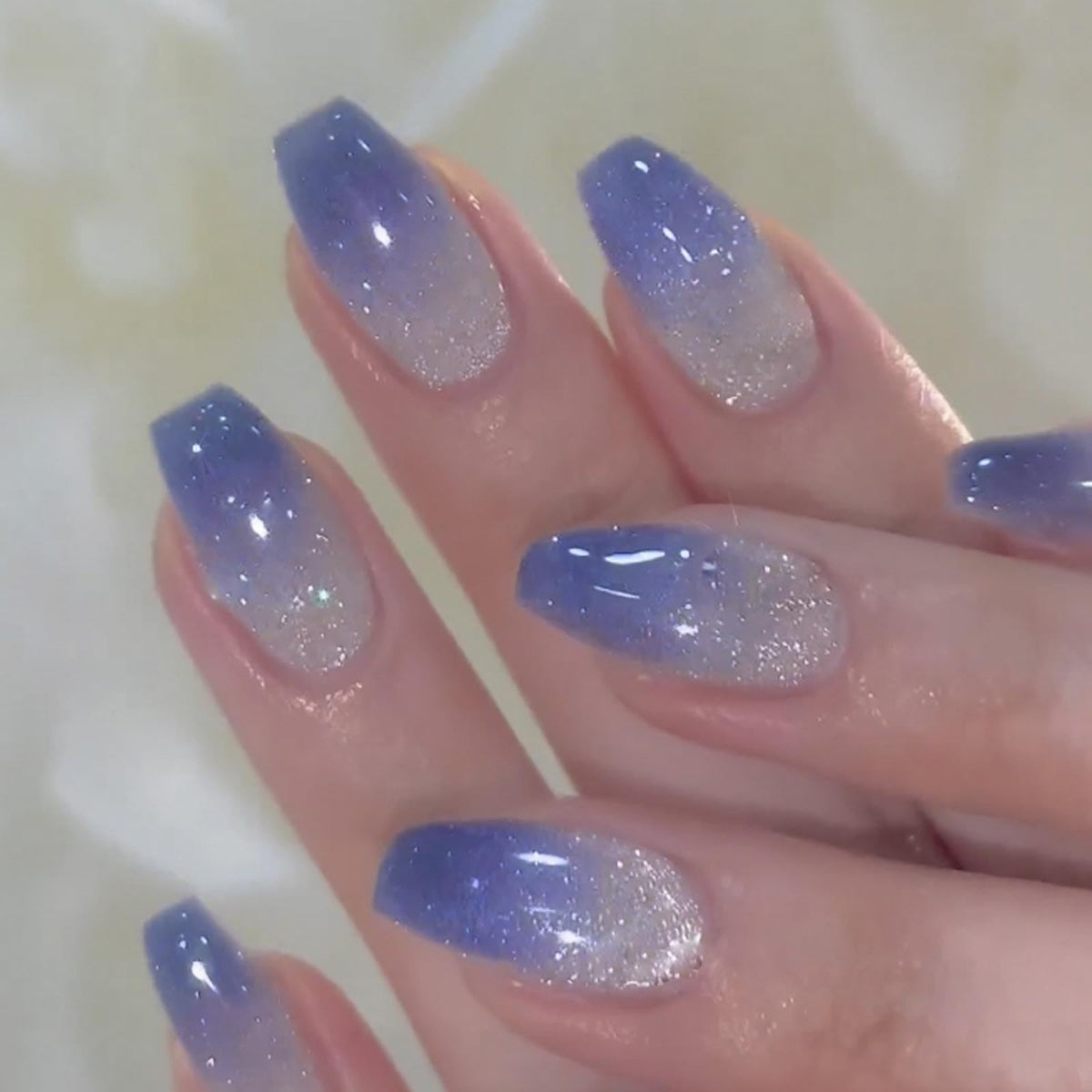 Hkanlre blue gradient bling coffin nails for stylish daily wear