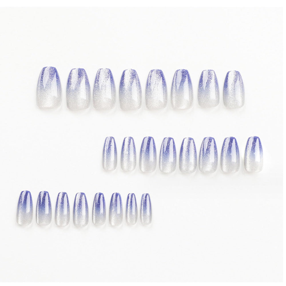 Hkanlre blue gradient bling coffin nails with glow for events