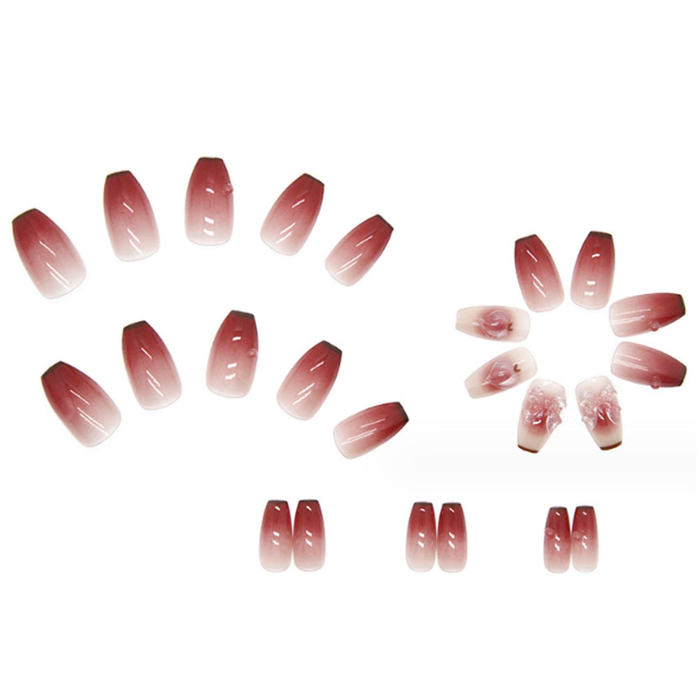 Hkanlre gradient pink coffin nails shown for a party-ready look in minutes