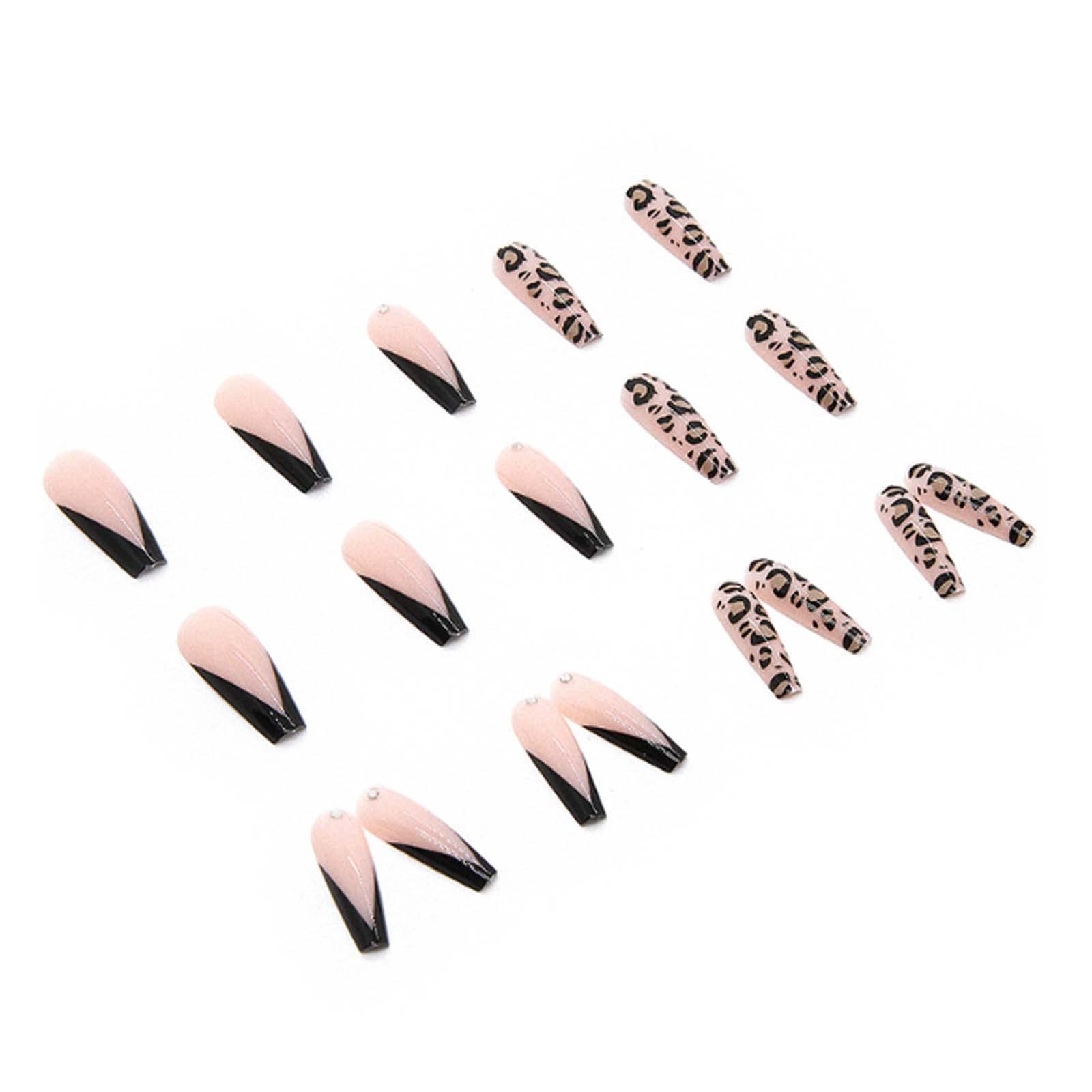 Long French press-on nails design for quick, eye-catching manicures at home.