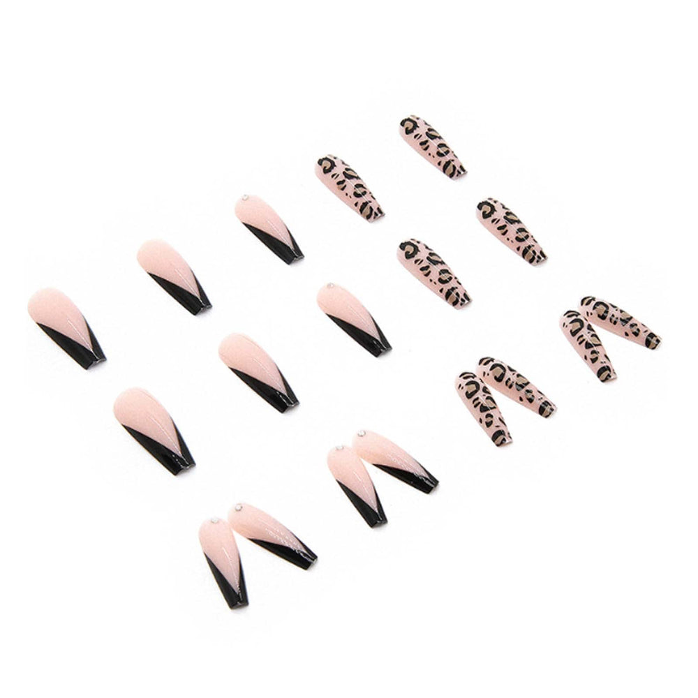 Long French press-on nails design for quick, eye-catching manicures at home.