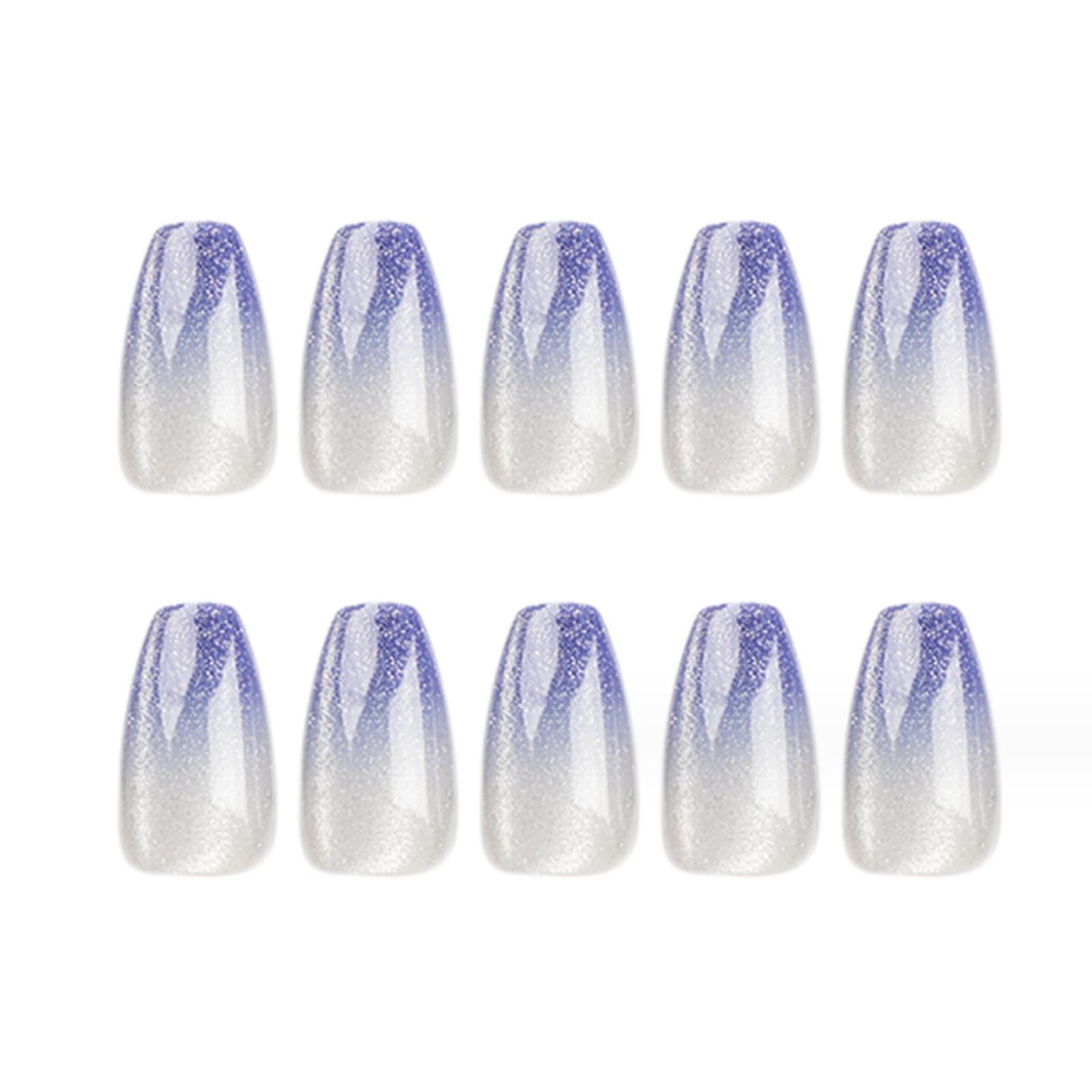 Hkanlre blue gradient glossy finish press-on nails for everyday use