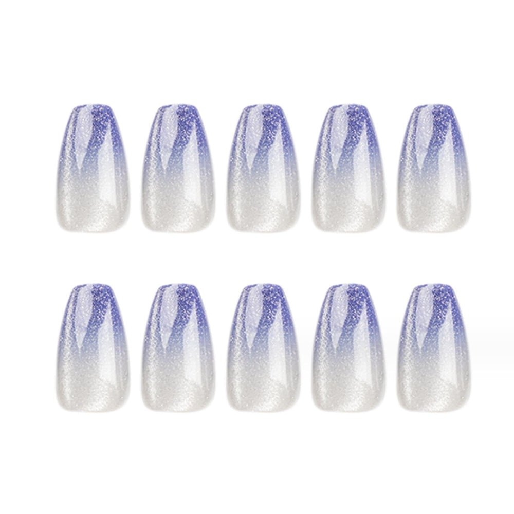 Hkanlre blue gradient glossy finish press-on nails for everyday use