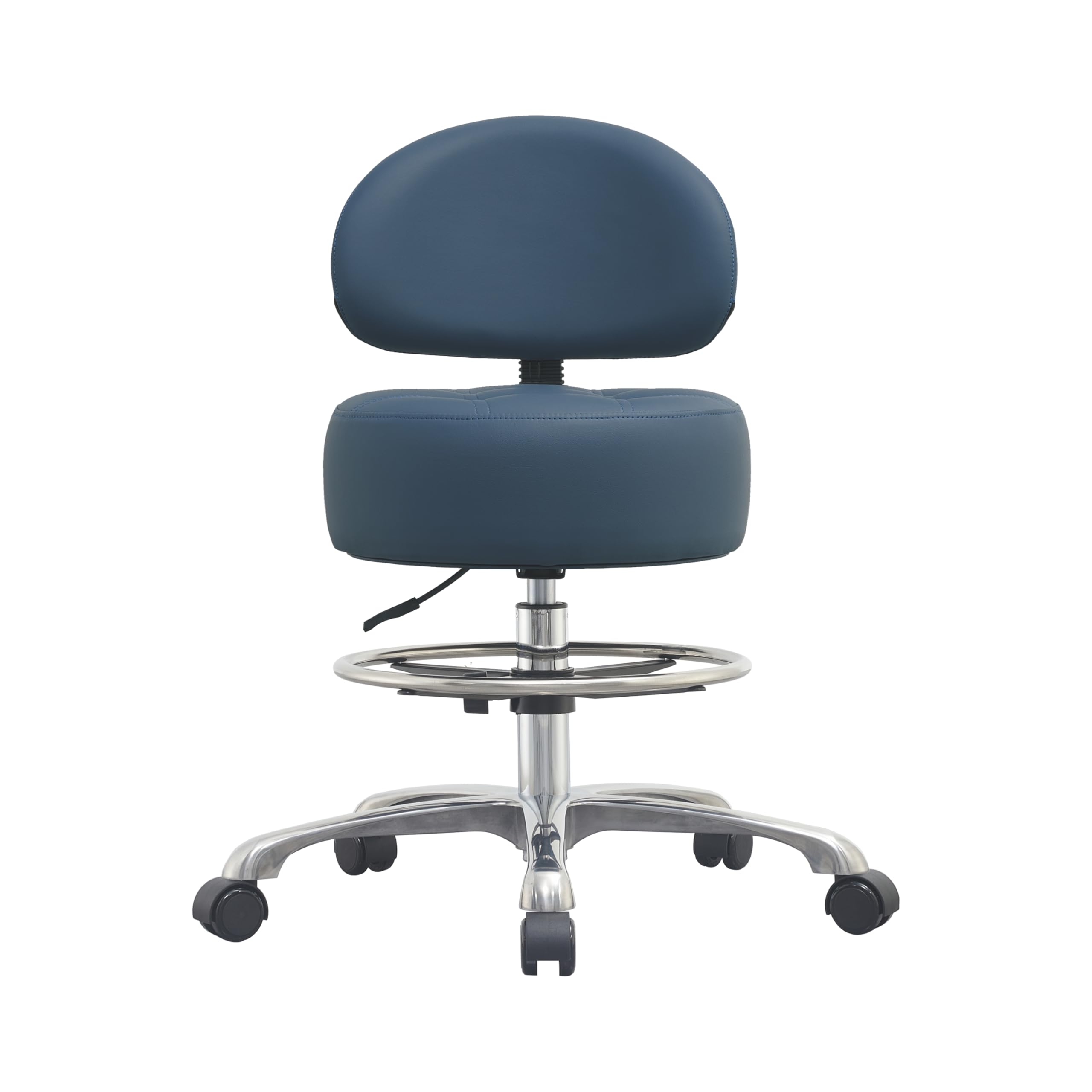 HNKastela adjustable rolling stool with back support for salon comfort