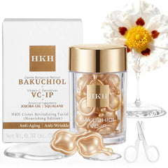 HKH Bakuchiol Serum bottle featured for nightly skincare, travel-ready design.