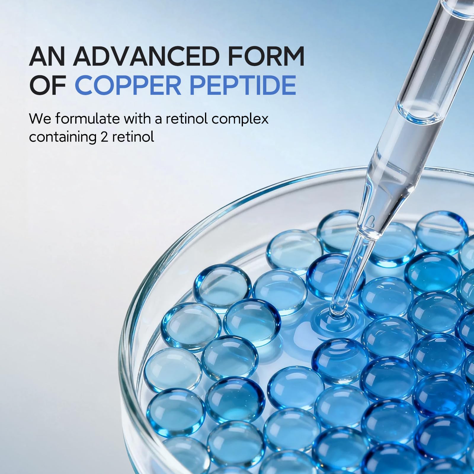 HKH Copper Peptides Serum texture close-up shows silky, light consistency.