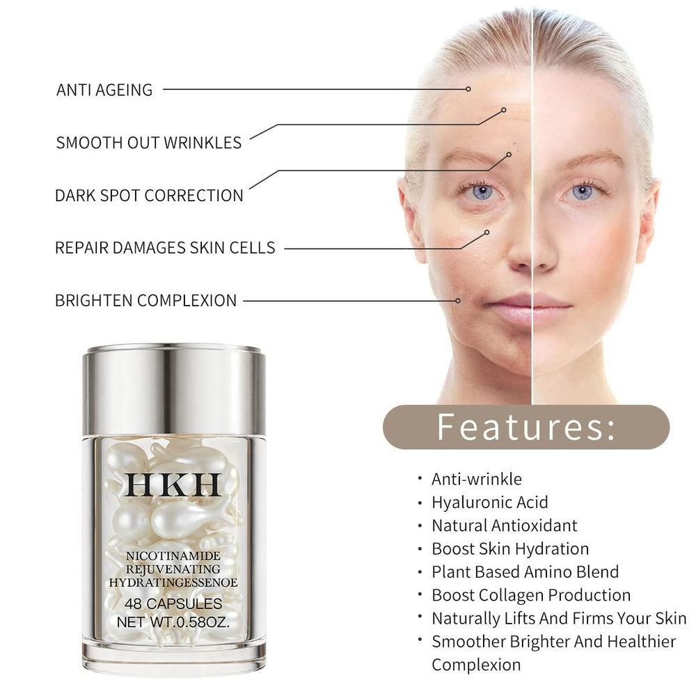 HKH Niacinamide Serum Capsules travel pack setup in a bag for on-the-go use