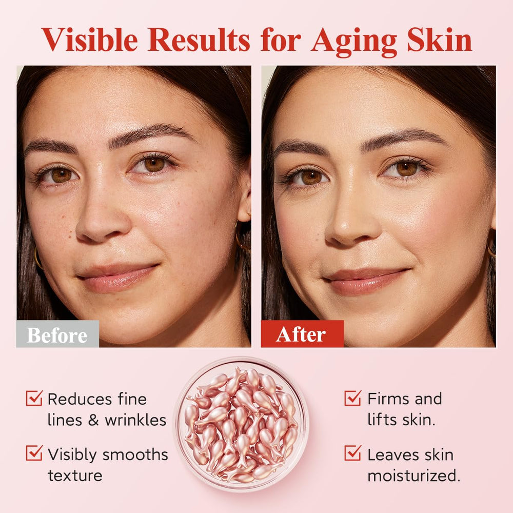 Person applying HKH Retinol Serum capsule to a clean face.