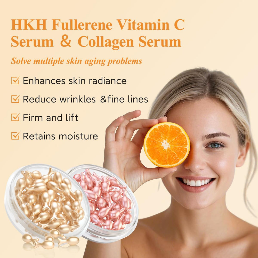 HKH vitamin C serum face application delivers quick absorption for even tone.
