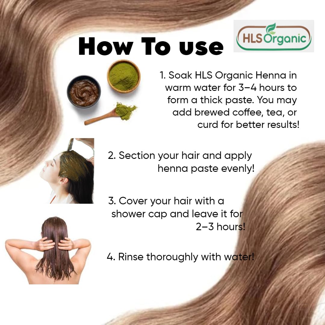 Close-up of HLS ORGANIC henna powder texture highlights natural plant-based color source