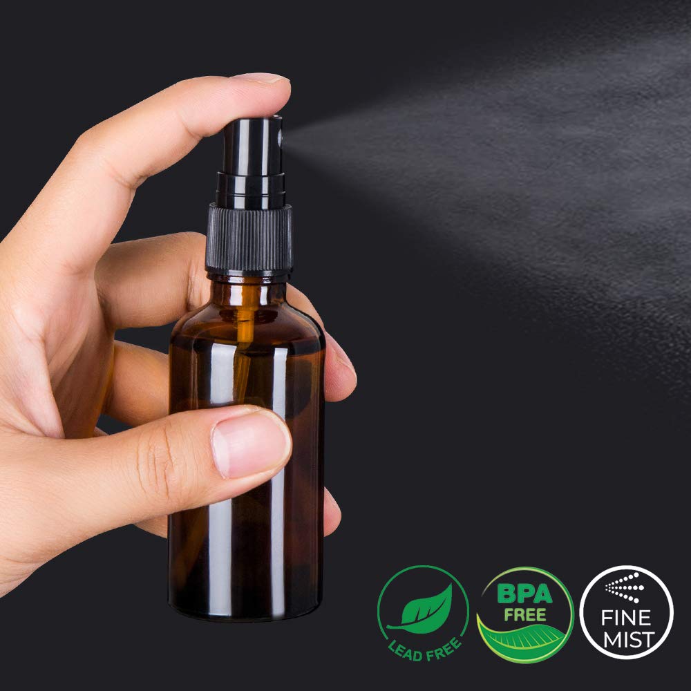 hmaimas amber glass bottle with black spray cap for precise mist