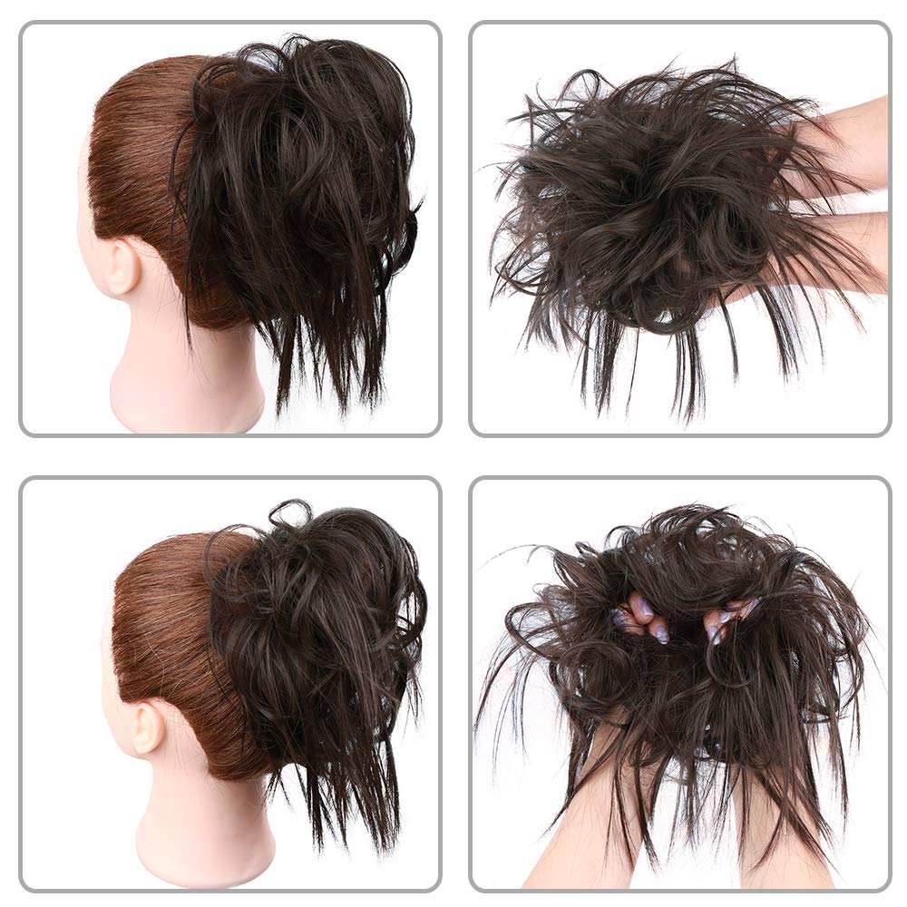 HMD dark brown messy bun matches many hair shades and styles