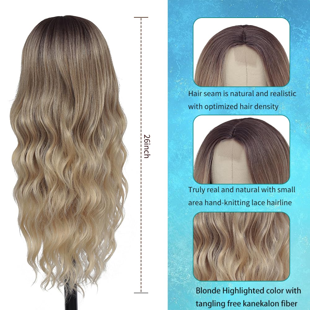 HMHIFI 26in wavy middle-part adds volume for versatile styling