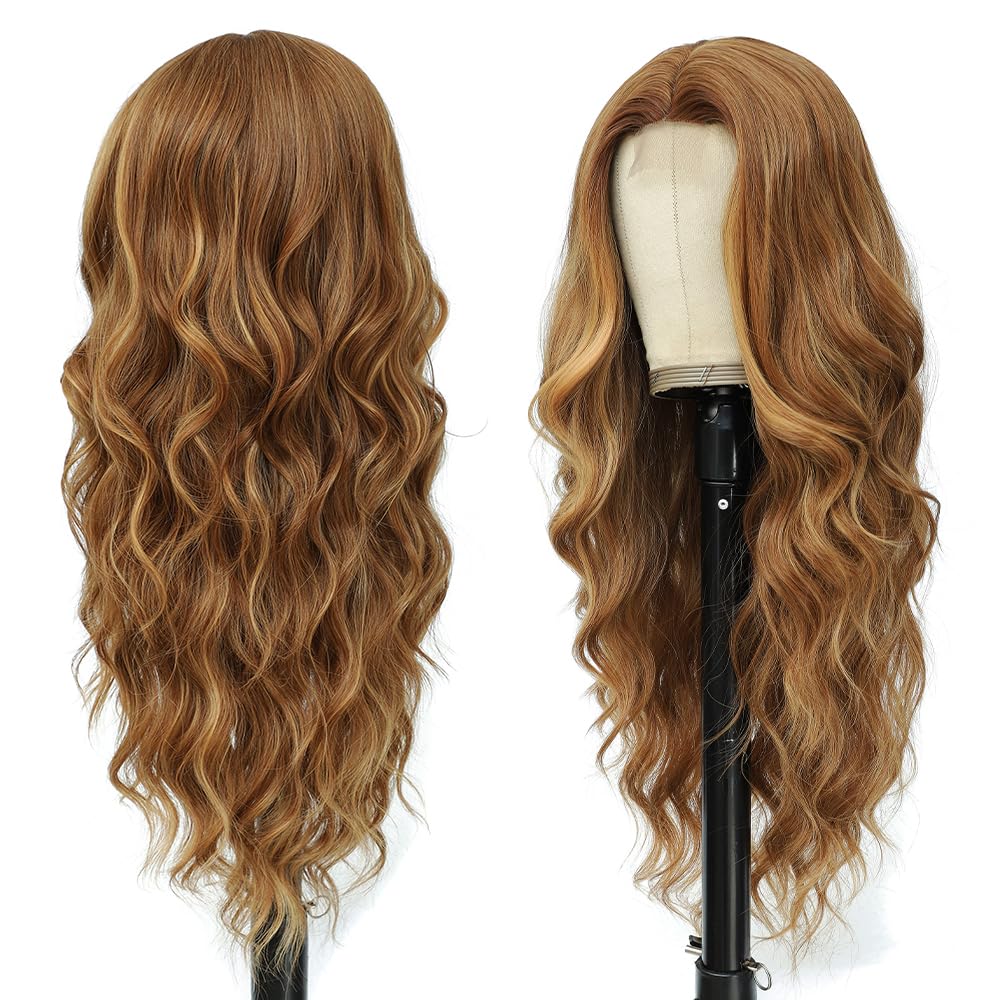 HMHIFI 26-inch wavy blonde wig adds glamorous length with comfortable wear.