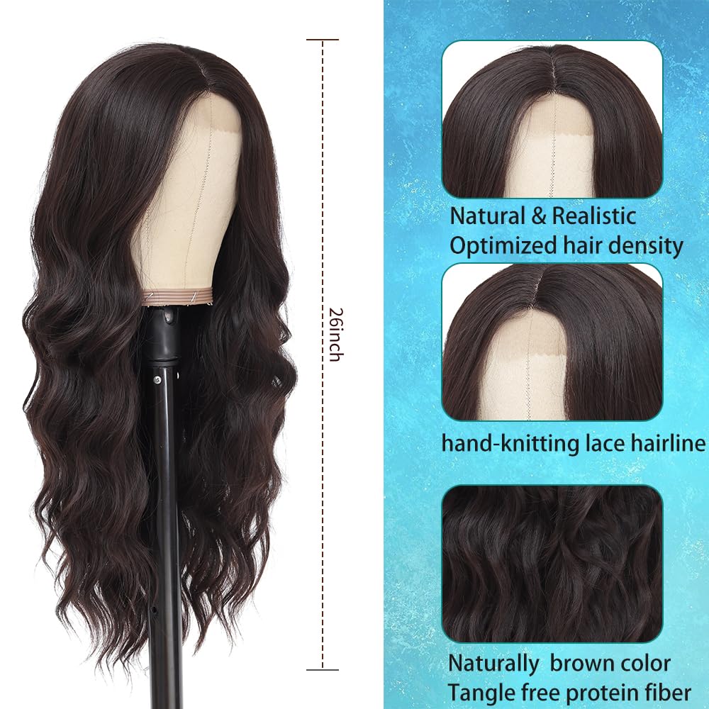 HMHIFI lace-part detail on brown wig for a seamless hairline.