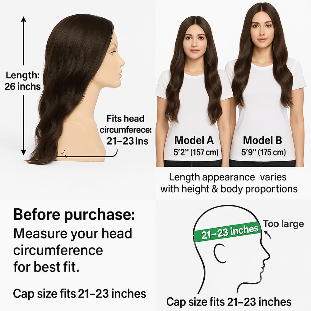 HMHIFI long brown balayage wig cap inside for comfortable fit