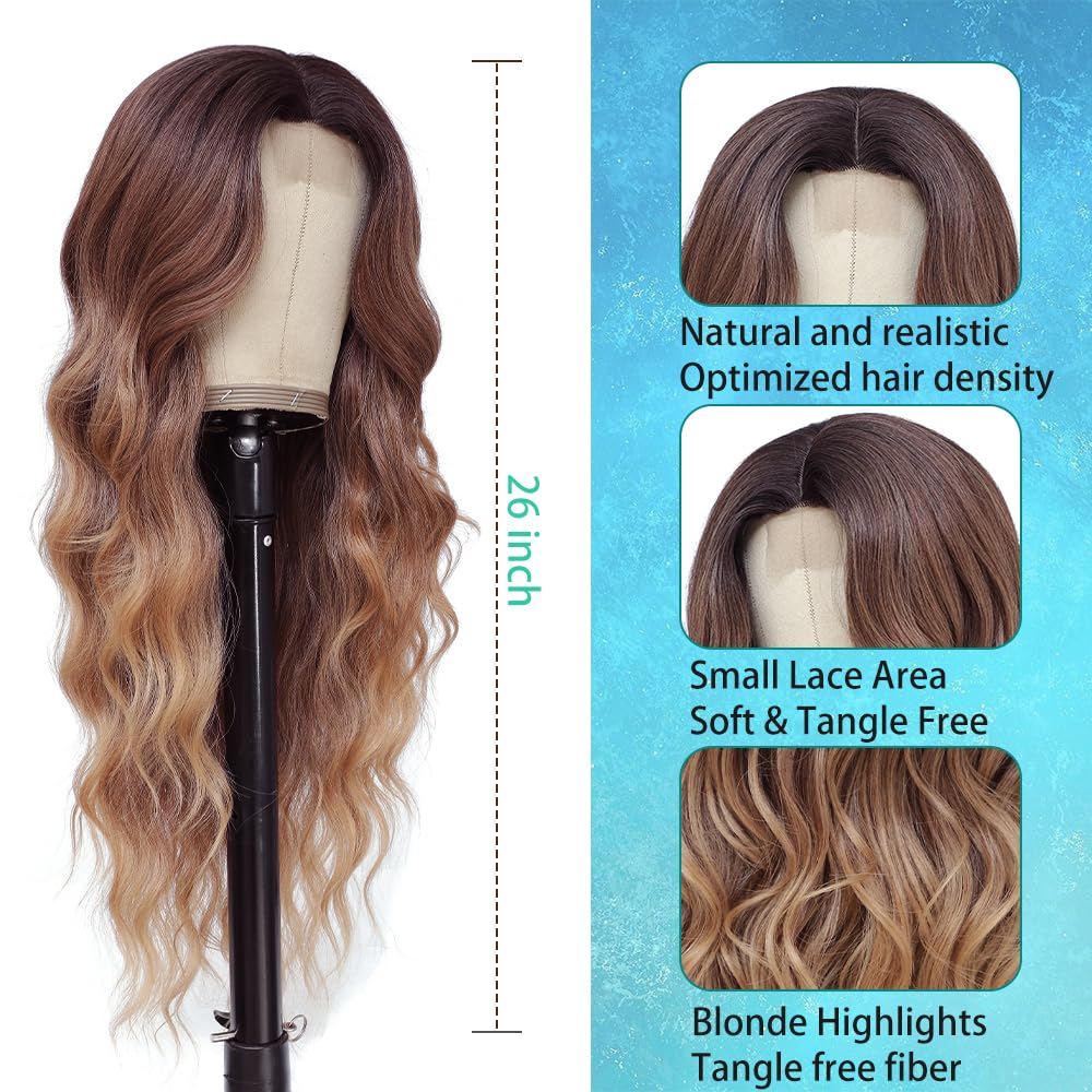 HMHIFI long brown balayage wig fiber closeup reveals soft fiber feel