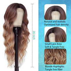 HMHIFI long brown balayage wig fiber closeup reveals soft fiber feel