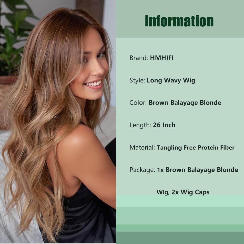 HMHIFI long brown balayage wig middle part for a seamless look