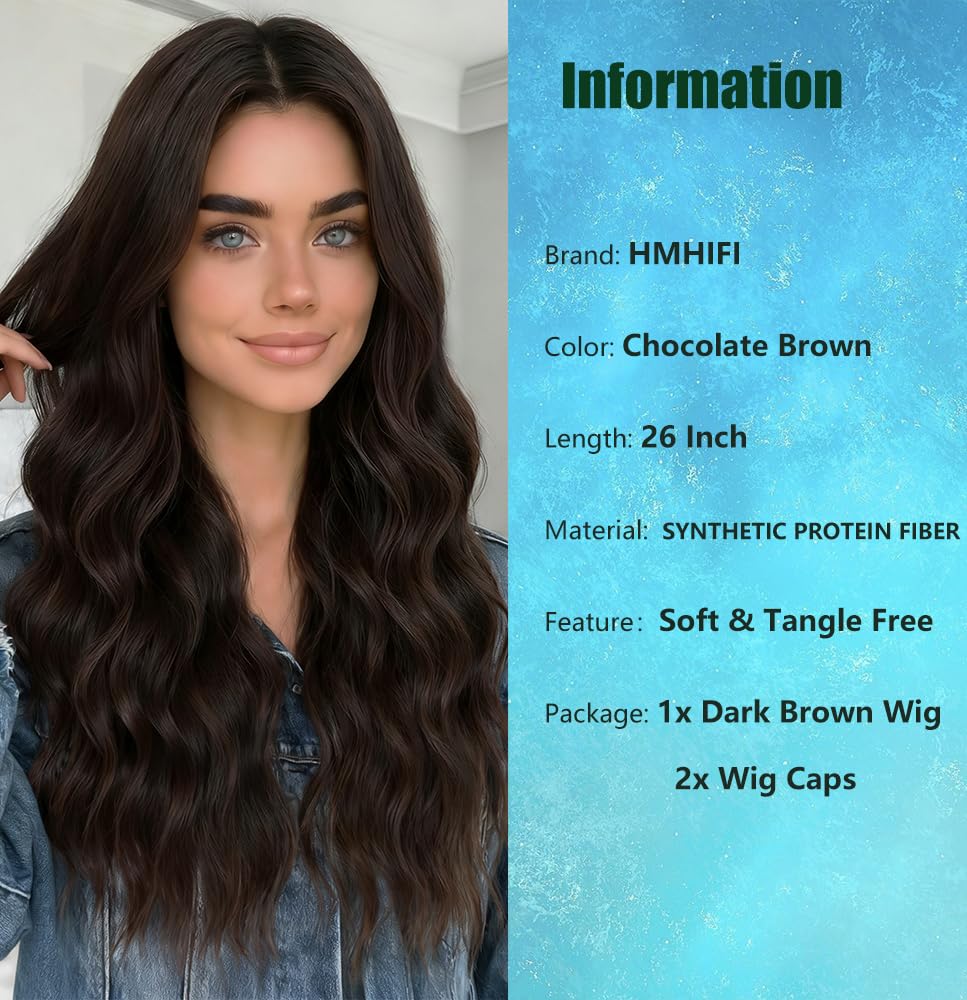 HMHIFI wavy curly brown wig side view showing natural movement.