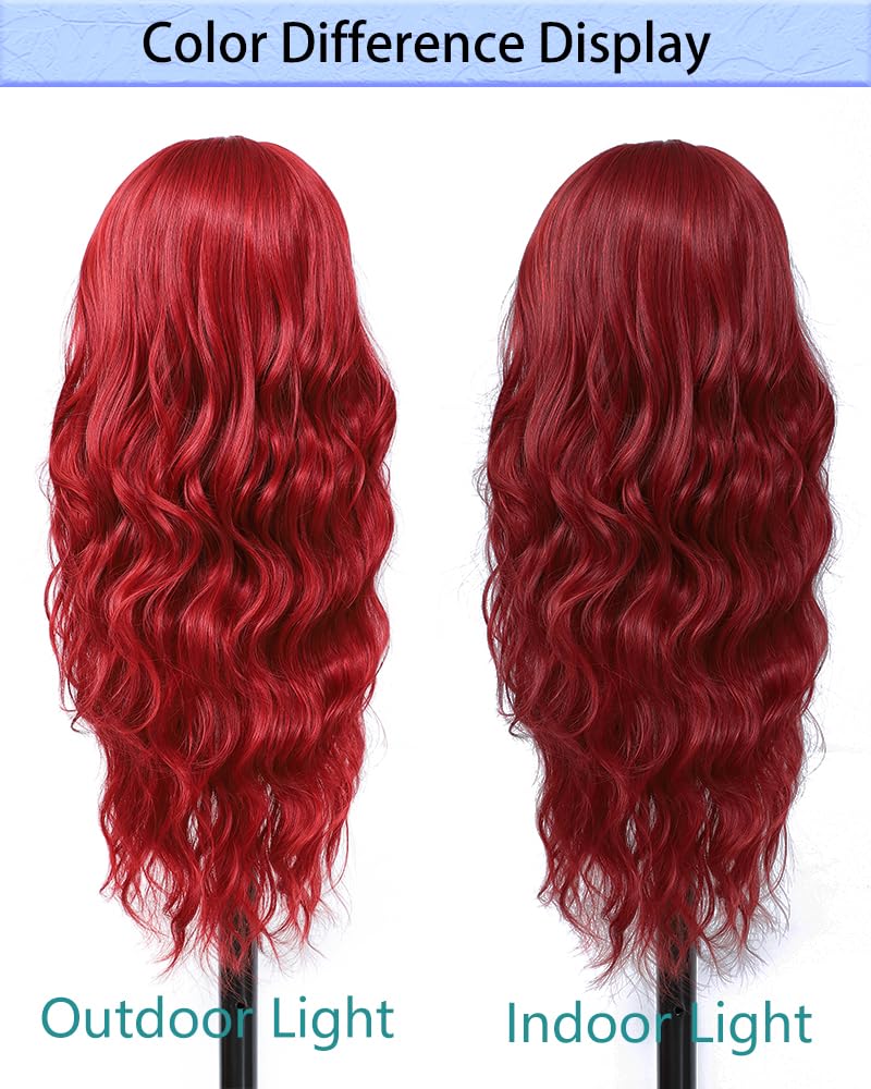 HMHIFI model wearing the red wig at a party or cosplay event.
