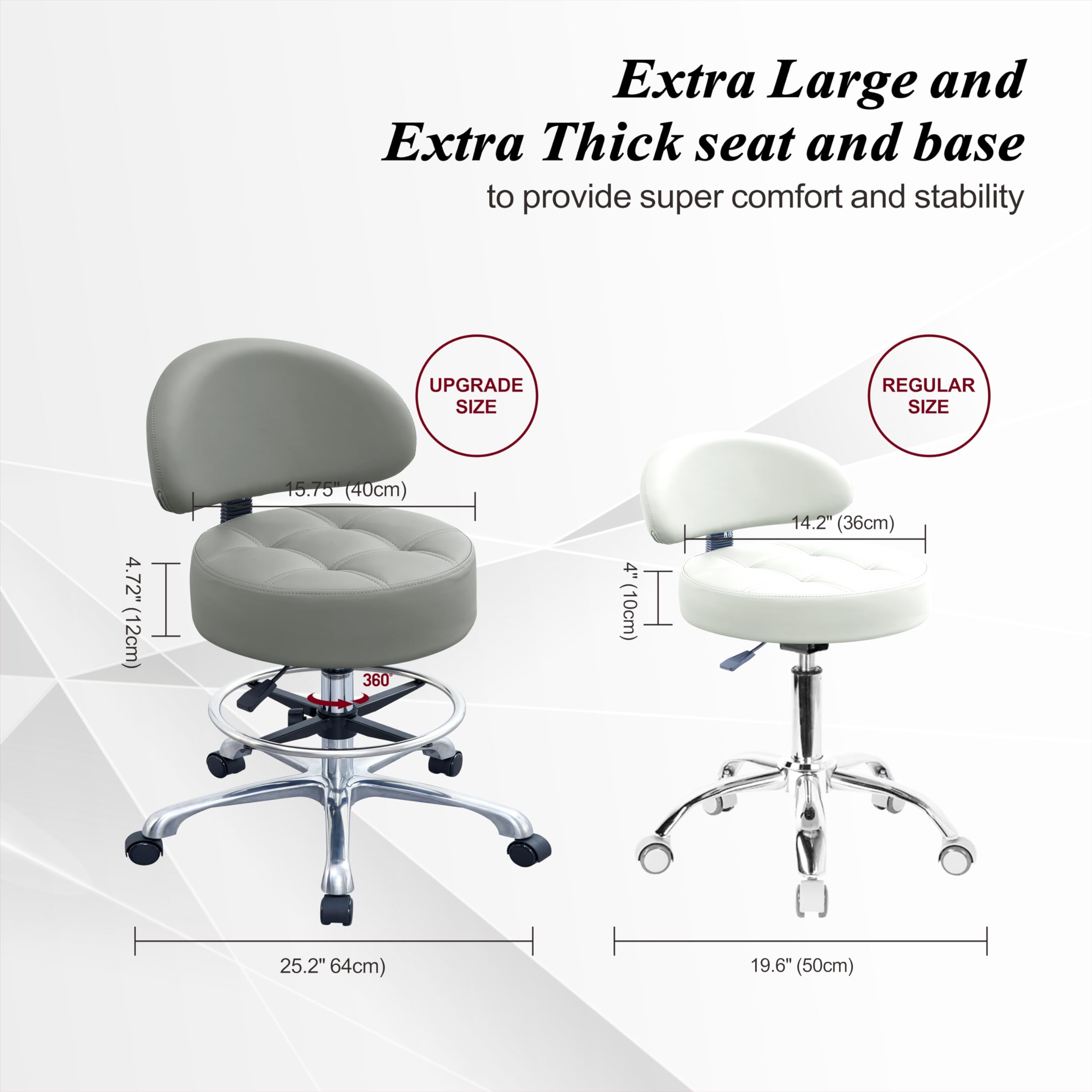 HNKastela height-adjustable stool backrest supports posture during salon and esthetician work.