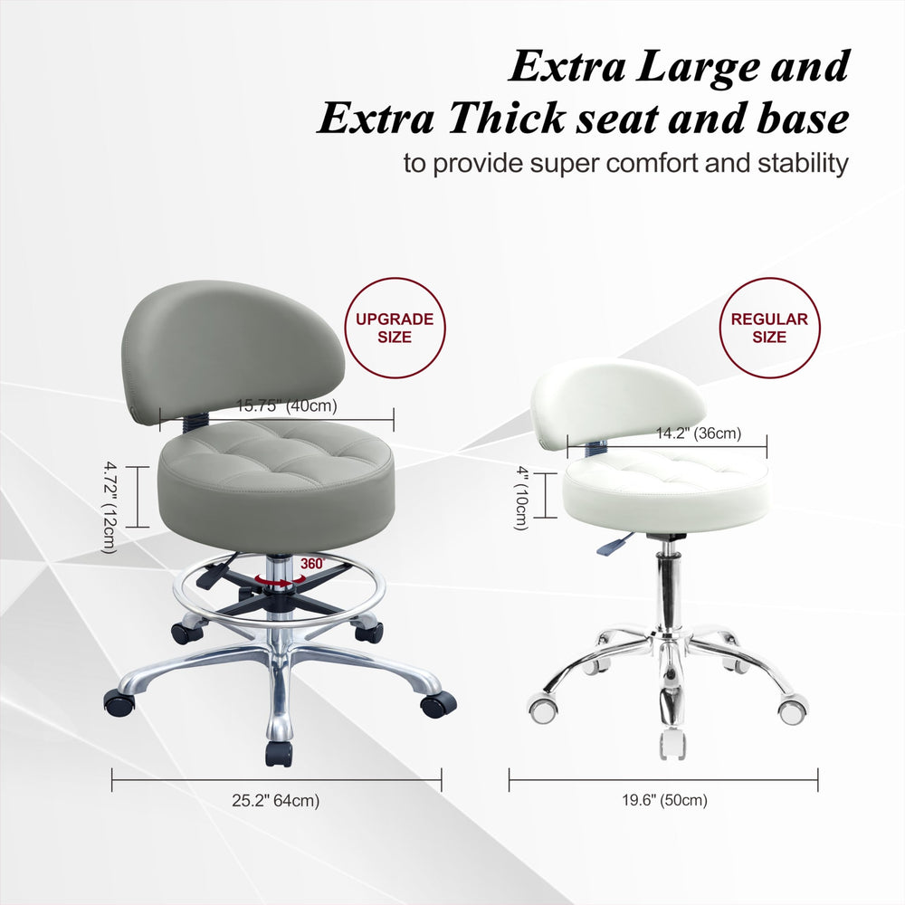 HNKastela height-adjustable stool backrest supports posture during salon and esthetician work.