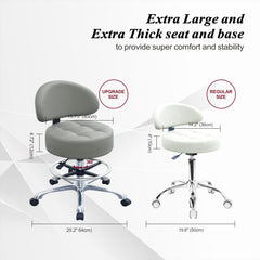 HNKastela height-adjustable stool backrest supports posture during salon and esthetician work.