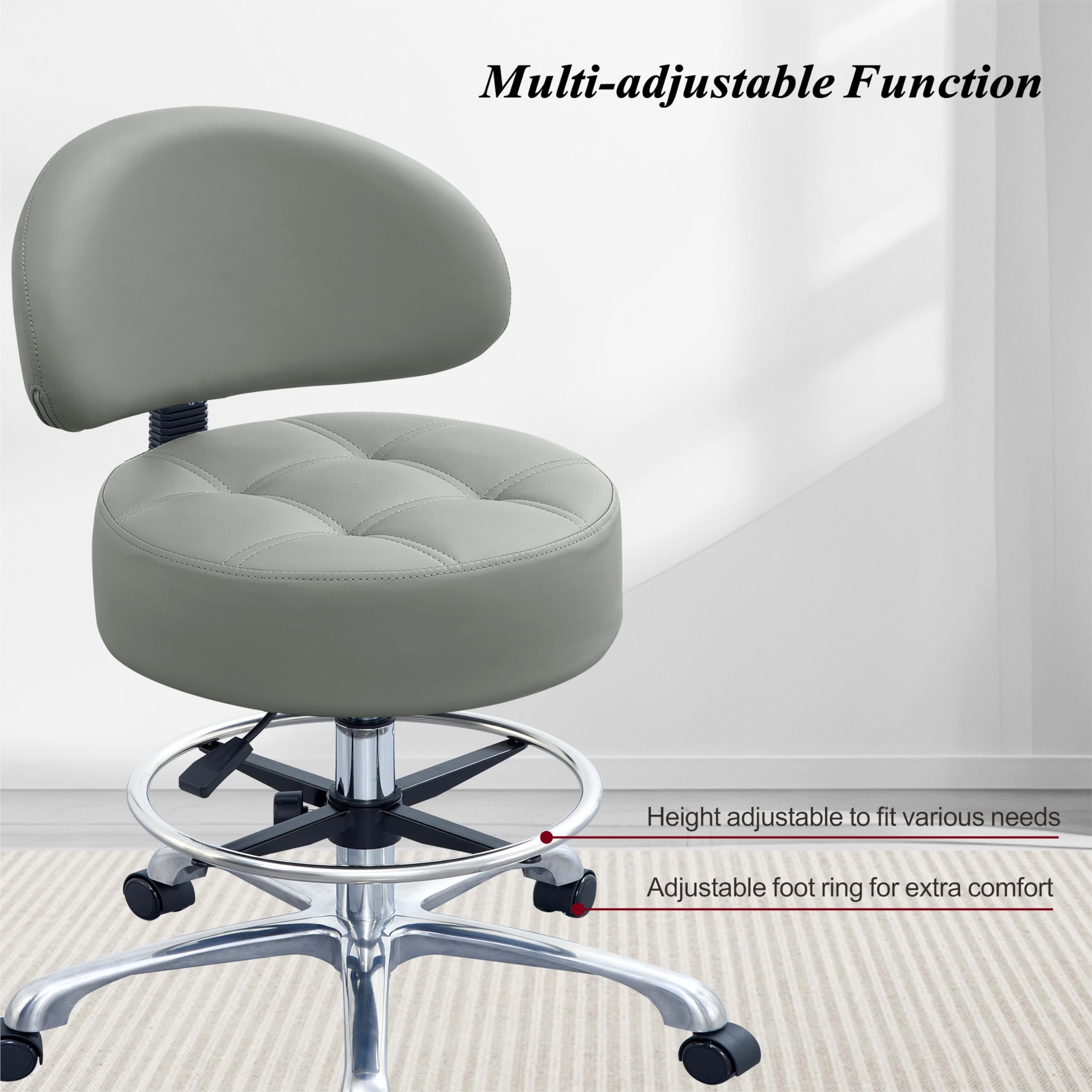 HNKastela height-adjustable stool foot ring offers easy leg support while seated.