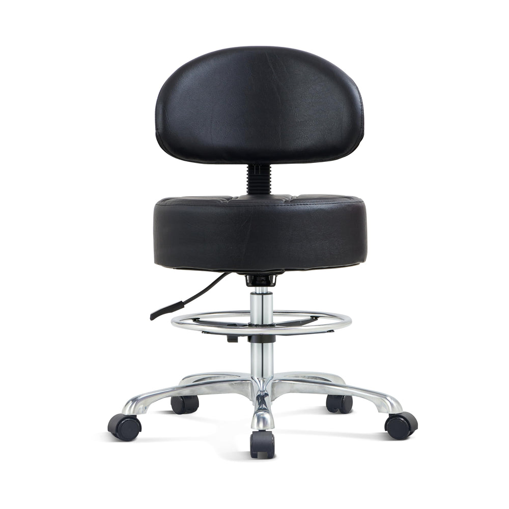 HNKastela height adjustable stool side view shows ergonomic mobility for busy workdays.