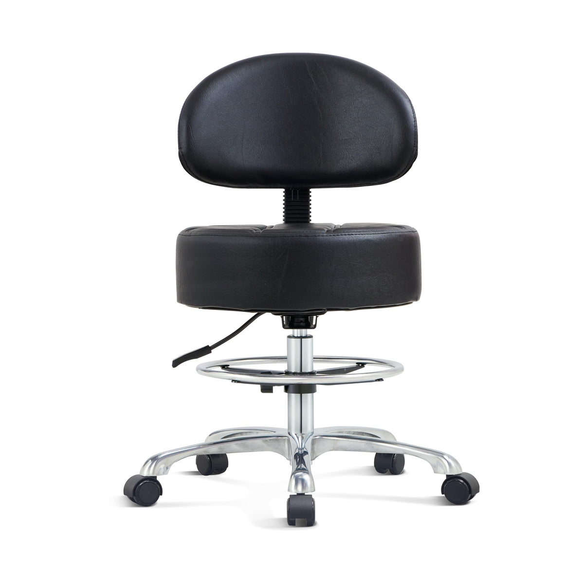 HNKastela height adjustable stool side view shows ergonomic mobility for busy workdays.