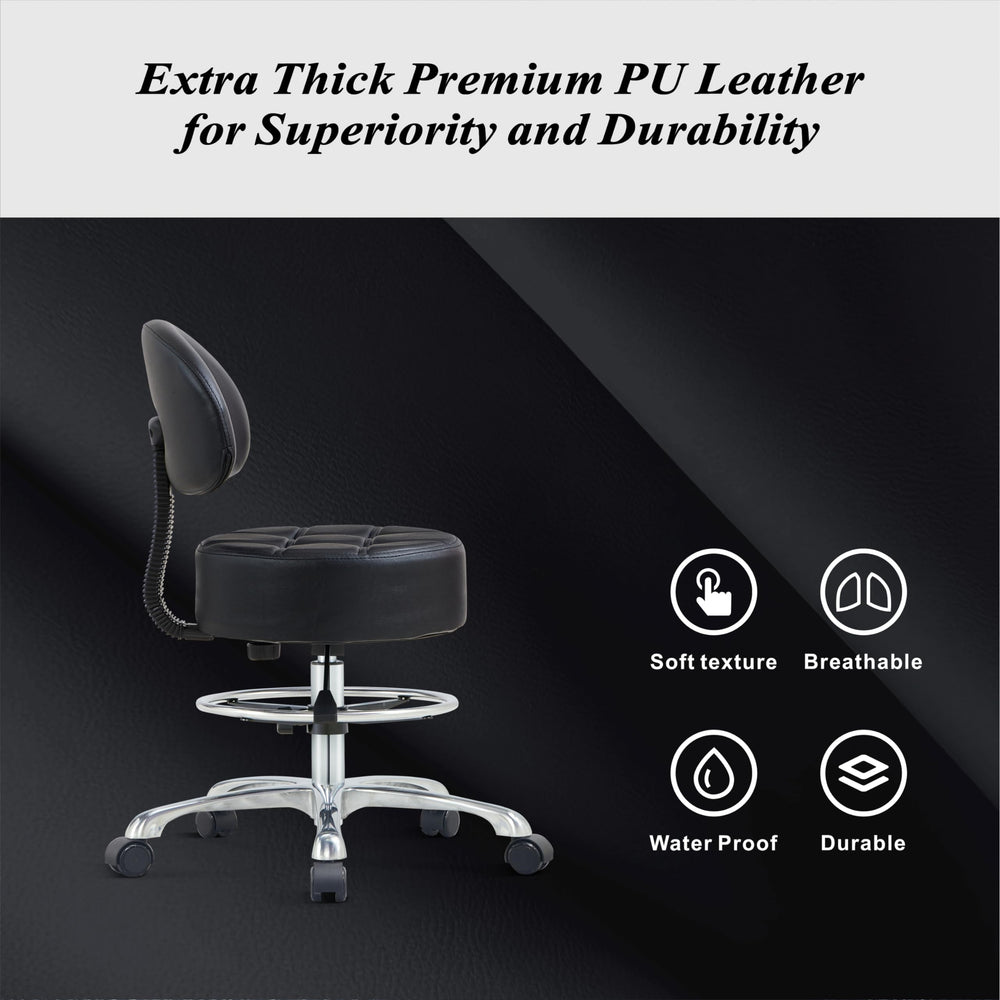 HNKastela stool steel base with wheels enables smooth movement on all floor types.