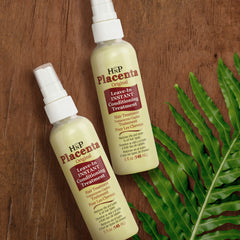 HNP Placenta Original Leave-In cream texture close-up shows rich, silky consistency for smooth, manageable hair.