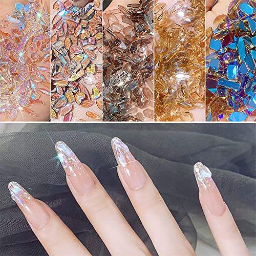 HNUIX 10 styles flat-back crystals for varied nail designs