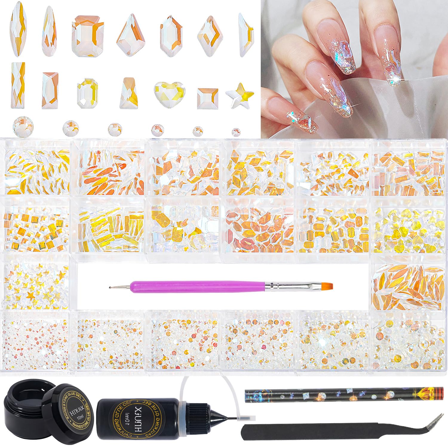 HNUIX flatback crystals are lightweight and easy to apply