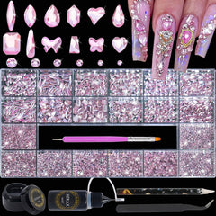 HNUIX nail rhinestones light pink glass crystals for nail art with vivid sparkle