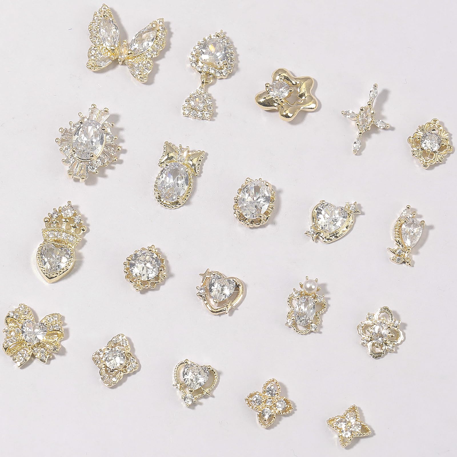 HNUIX nail gems with white zircon add durable crystal luster to nails.