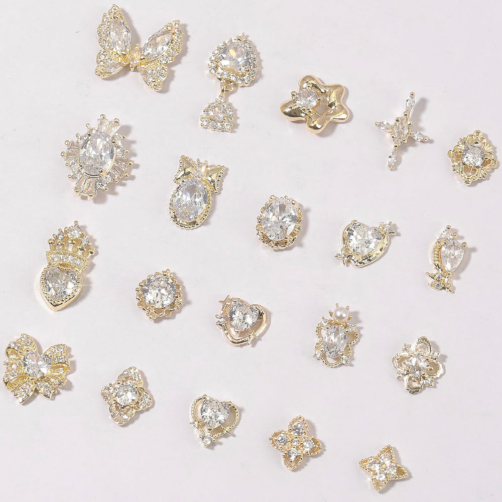 HNUIX nail gems with white zircon add durable crystal luster to nails.