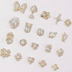 HNUIX nail gems with white zircon add durable crystal luster to nails.