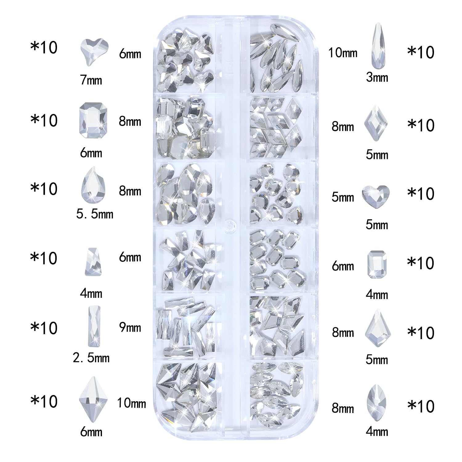 HNUIX Multi-shape rhinestones offering versatile nail art designs