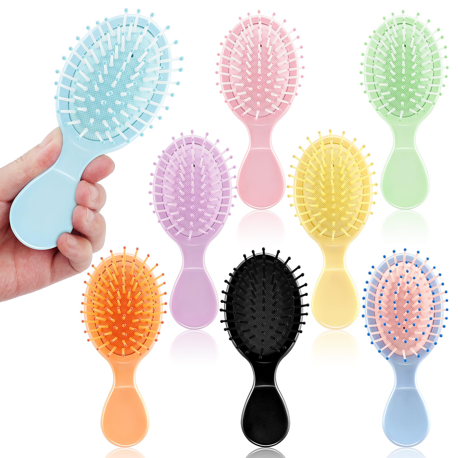 HOFASON 8-piece mini wet brush set in pastel macarons for on-the-go styling.
