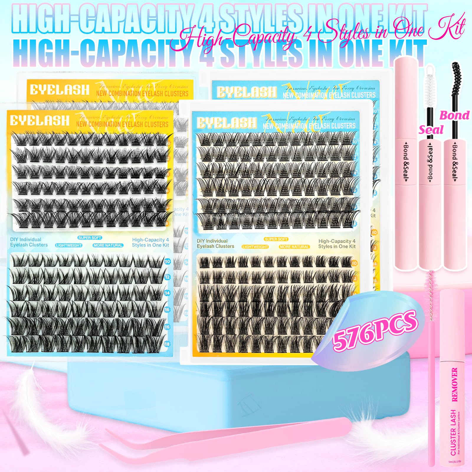Holipet Lash Clusters Kit 576pcs packaging for compact storage