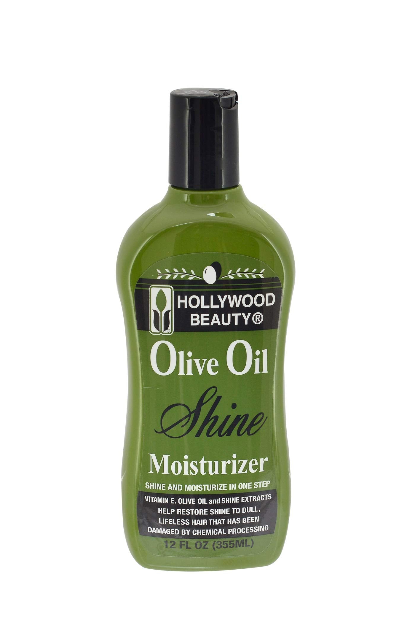 Hollywood Beauty Olive Oil Moisturizing Hair Lotion bottle conditions dry strands and adds shine.