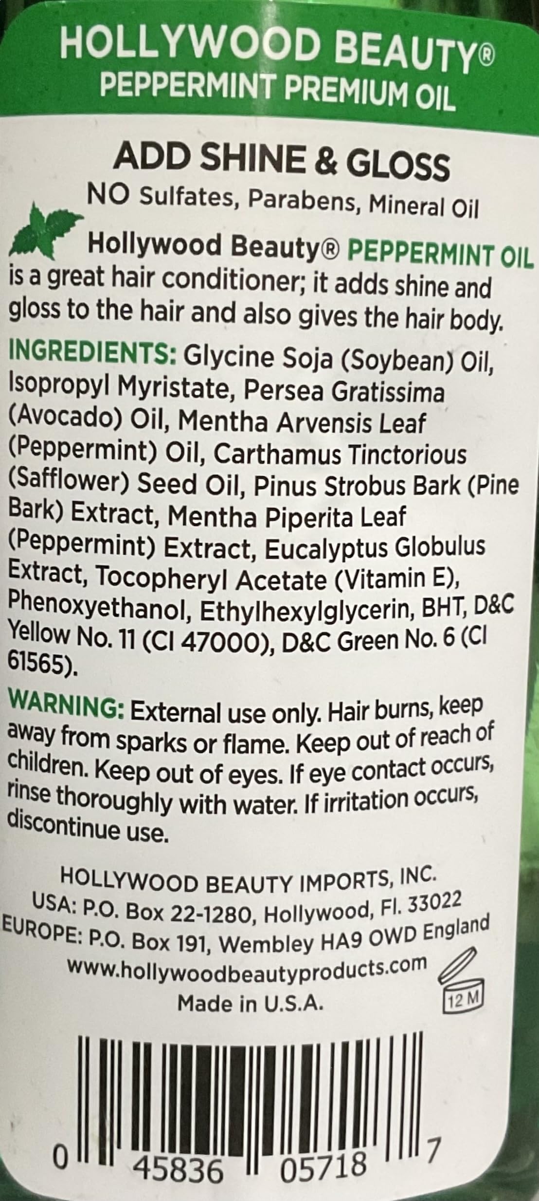 Hollywood Beauty Peppermint Hair Oil application on hair and skin for daily moisture.