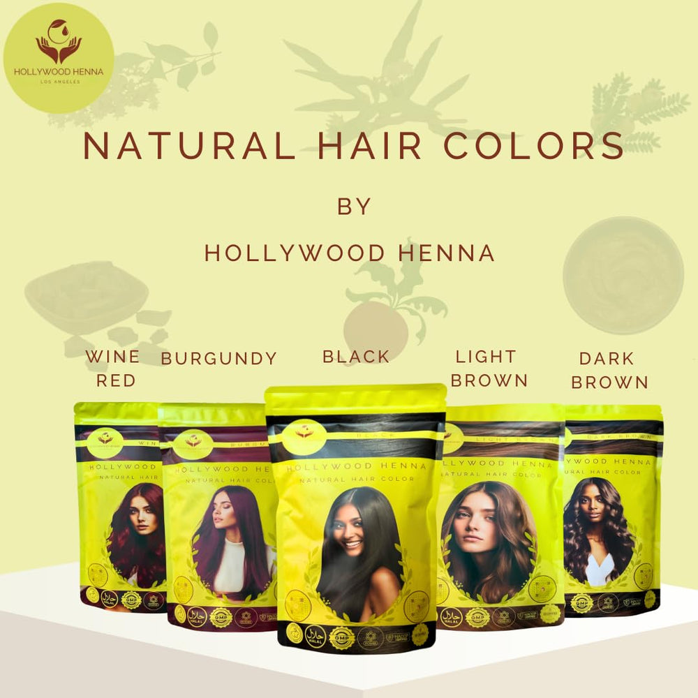 Hollywood Henna wine-red ingredients list includes pure herbs.