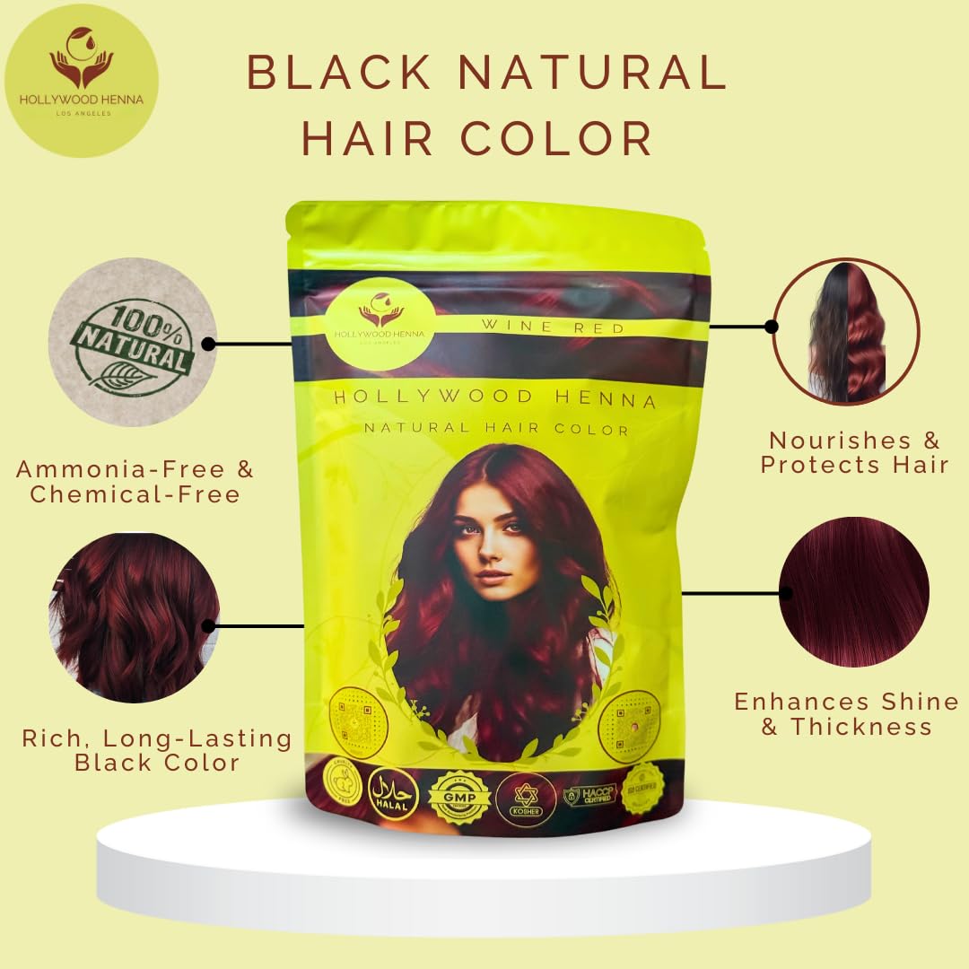 Hollywood Henna wine-red rinse reveals rich, long-lasting color.