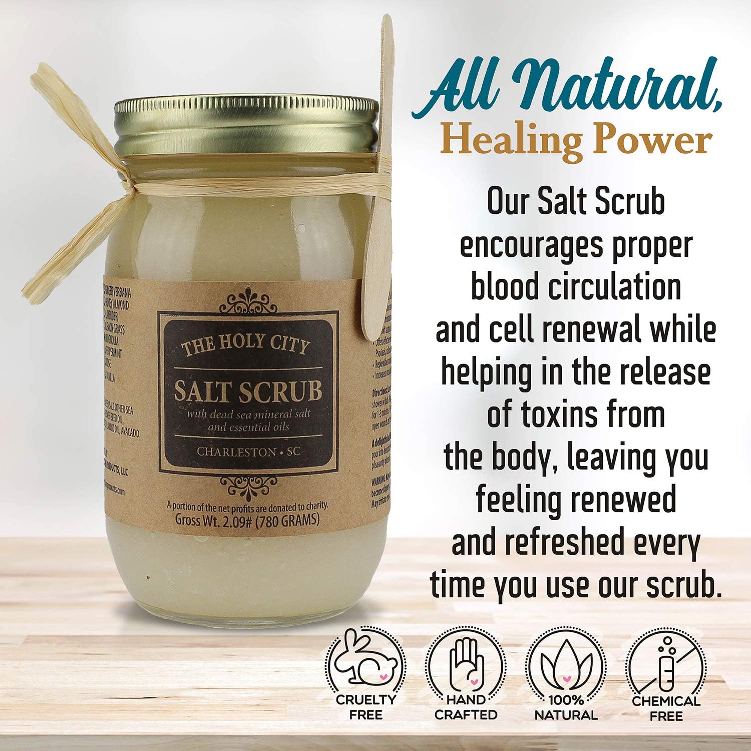 Holy City Skin Products exfoliating action on hands reveals smoother skin.